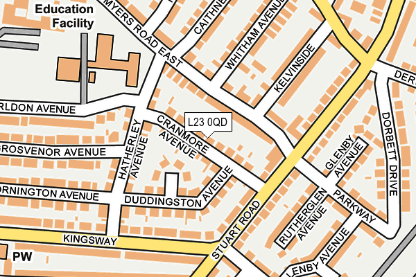 L23 0QD map - OS OpenMap – Local (Ordnance Survey)
