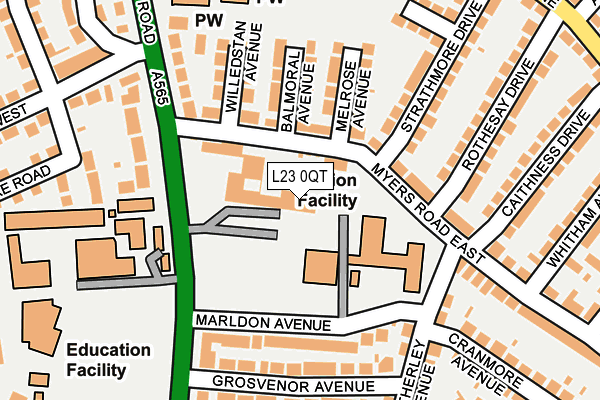 L23 0QT map - OS OpenMap – Local (Ordnance Survey)