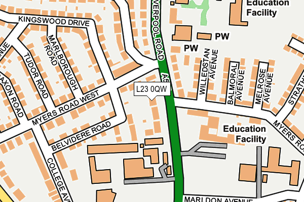 L23 0QW map - OS OpenMap – Local (Ordnance Survey)