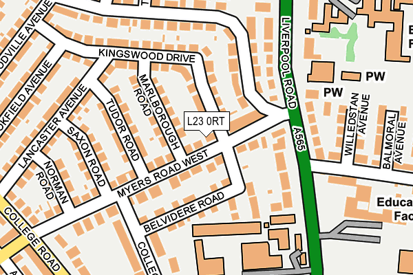 L23 0RT map - OS OpenMap – Local (Ordnance Survey)