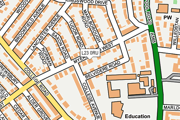 L23 0RU map - OS OpenMap – Local (Ordnance Survey)