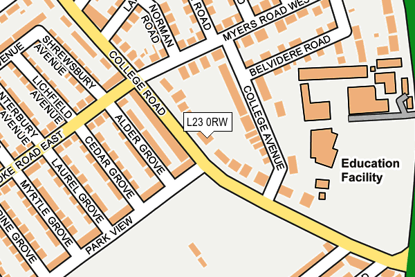 L23 0RW map - OS OpenMap – Local (Ordnance Survey)