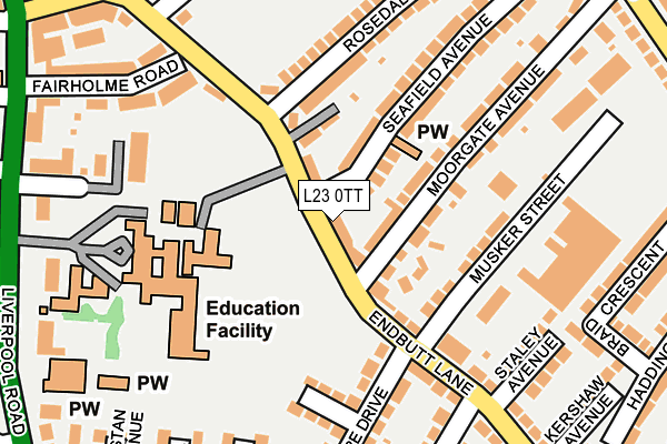 L23 0TT map - OS OpenMap – Local (Ordnance Survey)
