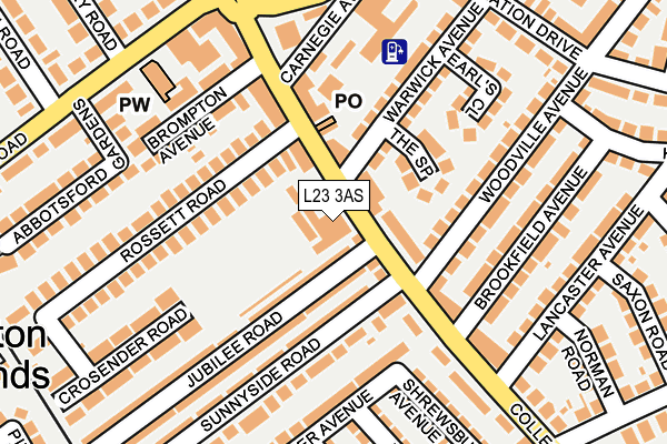 L23 3AS map - OS OpenMap – Local (Ordnance Survey)