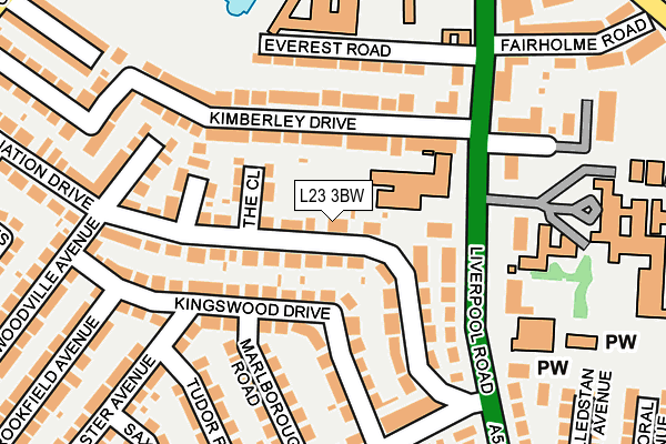L23 3BW map - OS OpenMap – Local (Ordnance Survey)