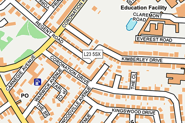 L23 5SX map - OS OpenMap – Local (Ordnance Survey)