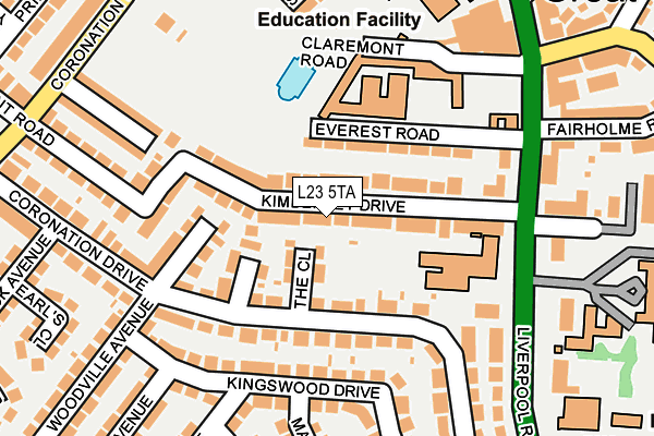 L23 5TA map - OS OpenMap – Local (Ordnance Survey)