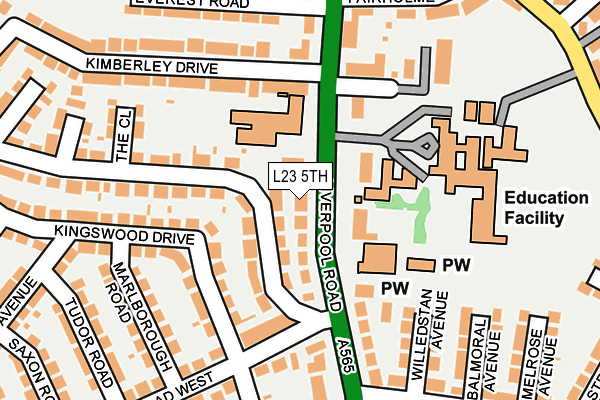 L23 5TH map - OS OpenMap – Local (Ordnance Survey)