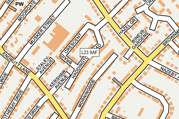 L23 9AF map - OS OpenMap – Local (Ordnance Survey)
