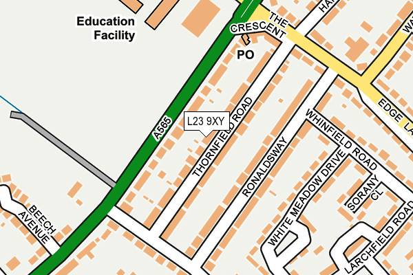L23 9XY map - OS OpenMap – Local (Ordnance Survey)