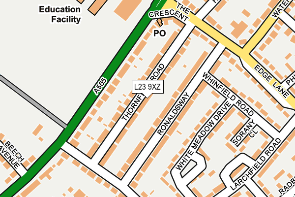 L23 9XZ map - OS OpenMap – Local (Ordnance Survey)