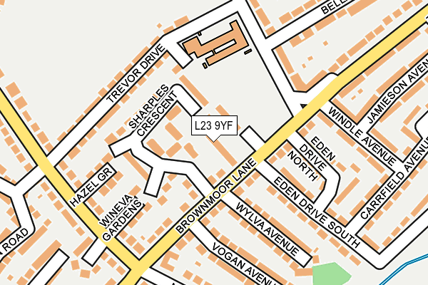 L23 9YF map - OS OpenMap – Local (Ordnance Survey)