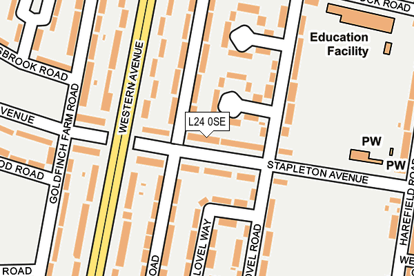 L24 0SE map - OS OpenMap – Local (Ordnance Survey)