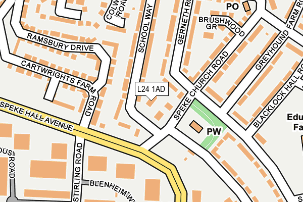 L24 1AD map - OS OpenMap – Local (Ordnance Survey)