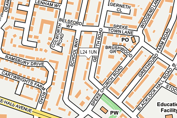 L24 1UN map - OS OpenMap – Local (Ordnance Survey)