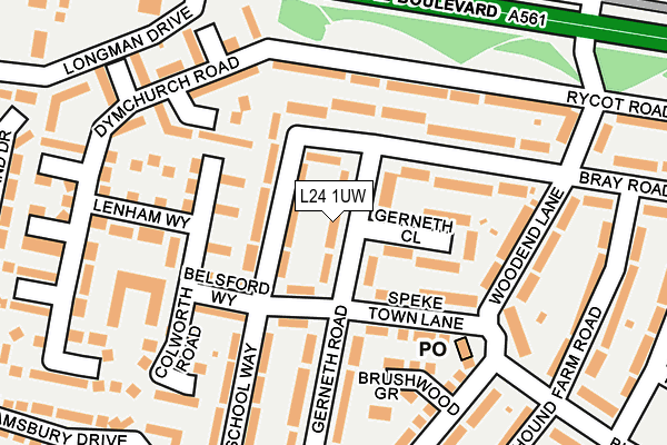 L24 1UW map - OS OpenMap – Local (Ordnance Survey)