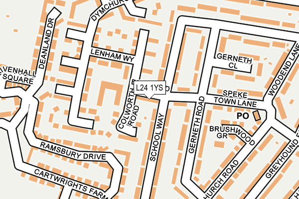 L24 1YS map - OS OpenMap – Local (Ordnance Survey)