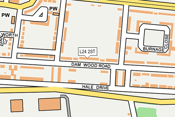 L24 2ST map - OS OpenMap – Local (Ordnance Survey)
