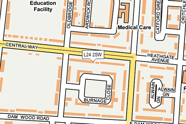 L24 2SW map - OS OpenMap – Local (Ordnance Survey)