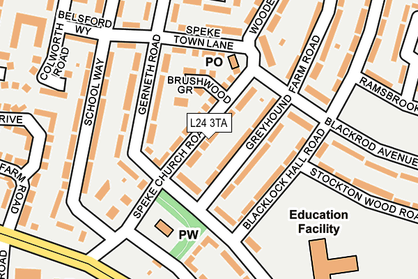 L24 3TA map - OS OpenMap – Local (Ordnance Survey)
