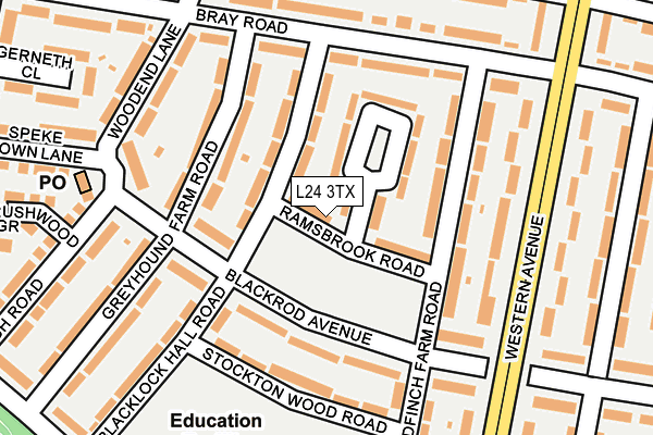 L24 3TX map - OS OpenMap – Local (Ordnance Survey)