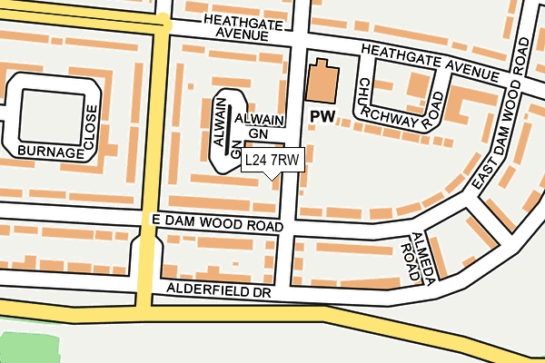 L24 7RW map - OS OpenMap – Local (Ordnance Survey)