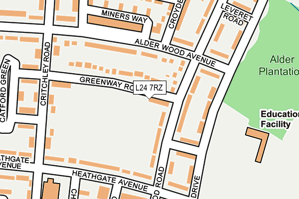 L24 7RZ map - OS OpenMap – Local (Ordnance Survey)