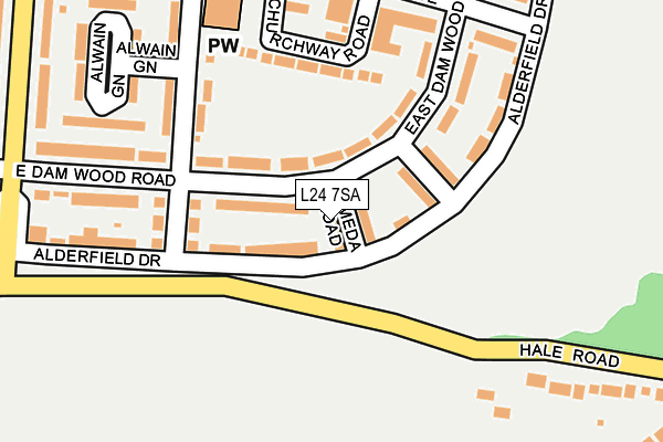L24 7SA map - OS OpenMap – Local (Ordnance Survey)