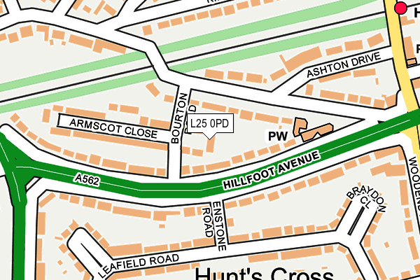 L25 0PD map - OS OpenMap – Local (Ordnance Survey)