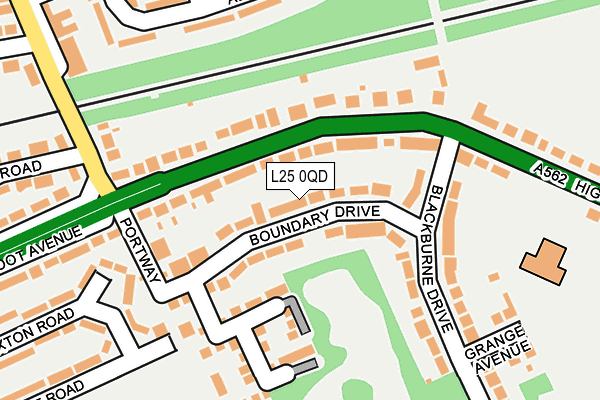 L25 0QD map - OS OpenMap – Local (Ordnance Survey)