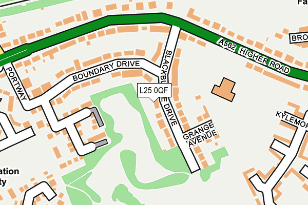 L25 0QF map - OS OpenMap – Local (Ordnance Survey)