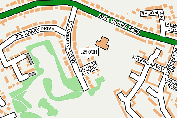 L25 0QH map - OS OpenMap – Local (Ordnance Survey)