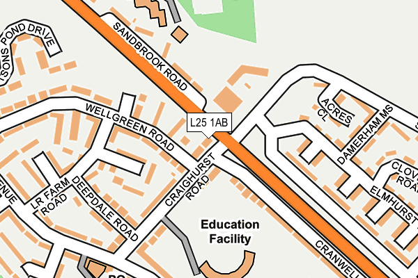 L25 1AB map - OS OpenMap – Local (Ordnance Survey)