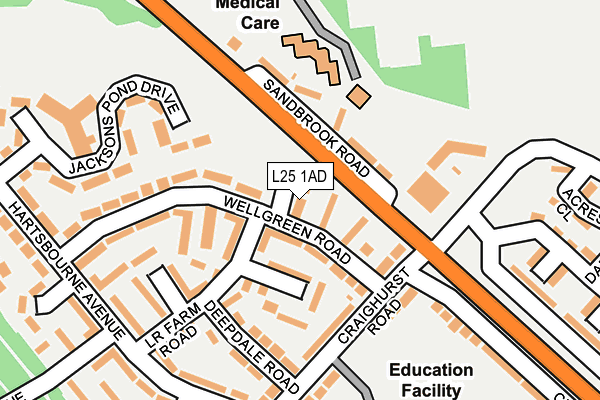 L25 1AD map - OS OpenMap – Local (Ordnance Survey)