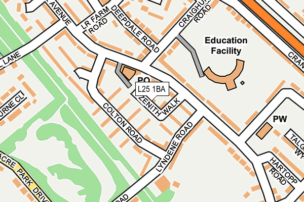 L25 1BA map - OS OpenMap – Local (Ordnance Survey)