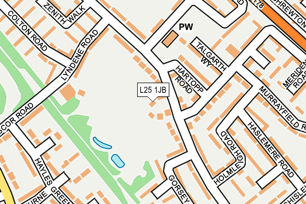 L25 1JB map - OS OpenMap – Local (Ordnance Survey)