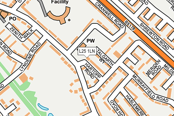 L25 1LN map - OS OpenMap – Local (Ordnance Survey)