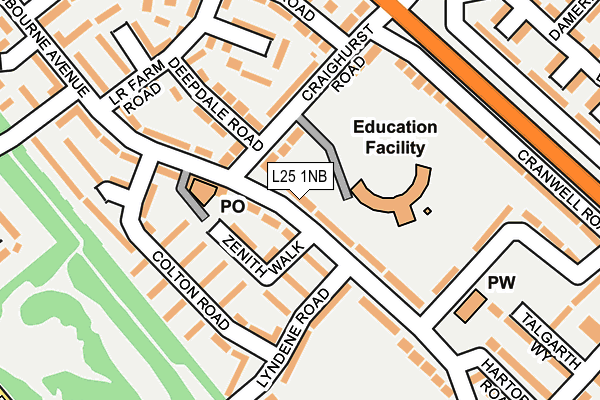 L25 1NB map - OS OpenMap – Local (Ordnance Survey)