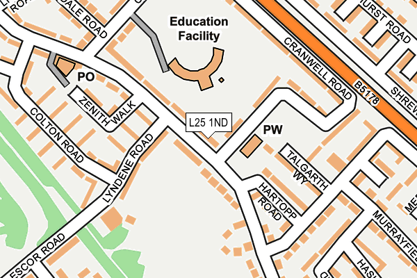 L25 1ND map - OS OpenMap – Local (Ordnance Survey)