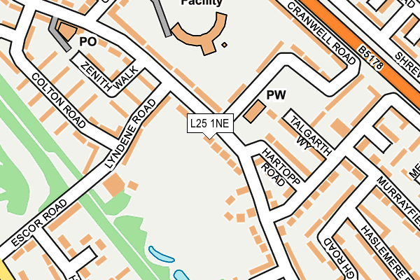 L25 1NE map - OS OpenMap – Local (Ordnance Survey)