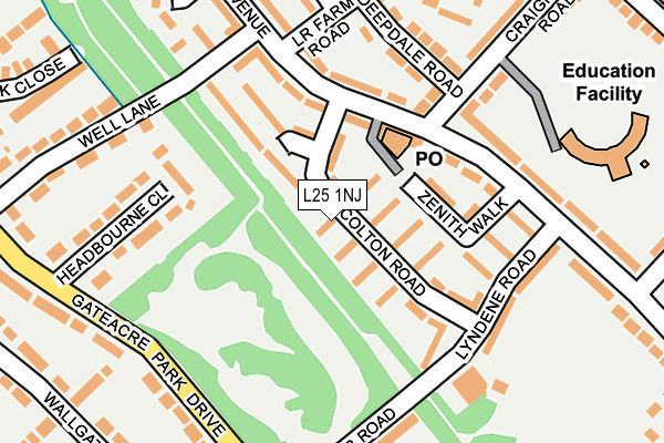 L25 1NJ map - OS OpenMap – Local (Ordnance Survey)