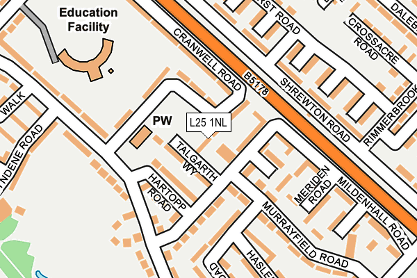 L25 1NL map - OS OpenMap – Local (Ordnance Survey)