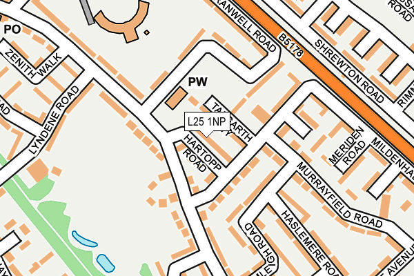 L25 1NP map - OS OpenMap – Local (Ordnance Survey)