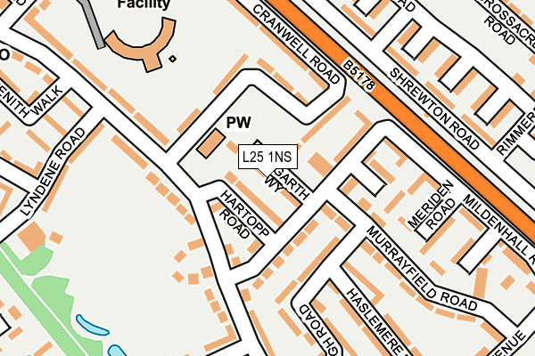L25 1NS map - OS OpenMap – Local (Ordnance Survey)