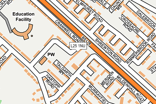 L25 1NU map - OS OpenMap – Local (Ordnance Survey)