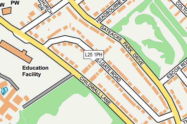 L25 1PH map - OS OpenMap – Local (Ordnance Survey)