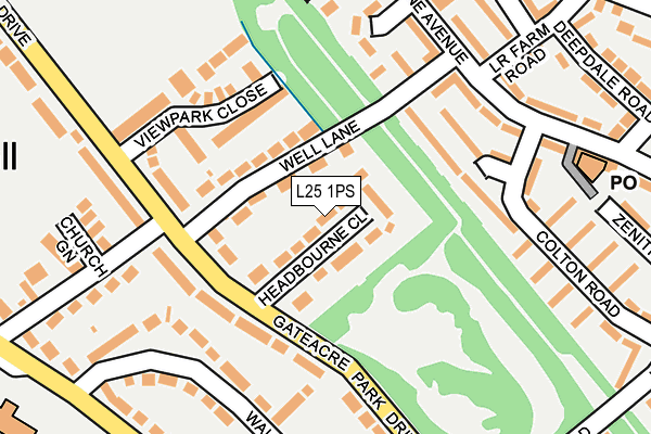 L25 1PS map - OS OpenMap – Local (Ordnance Survey)