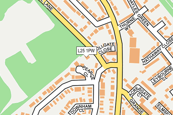 L25 1PW map - OS OpenMap – Local (Ordnance Survey)