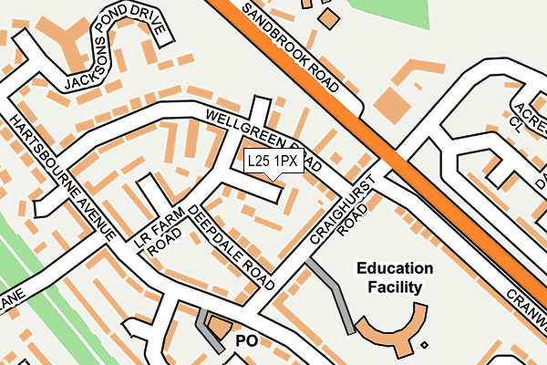 L25 1PX map - OS OpenMap – Local (Ordnance Survey)