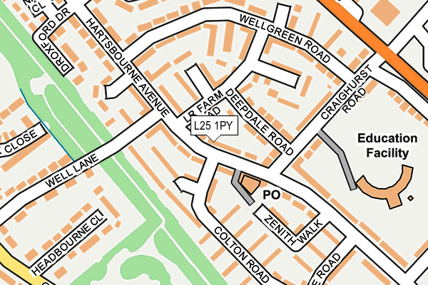 L25 1PY map - OS OpenMap – Local (Ordnance Survey)